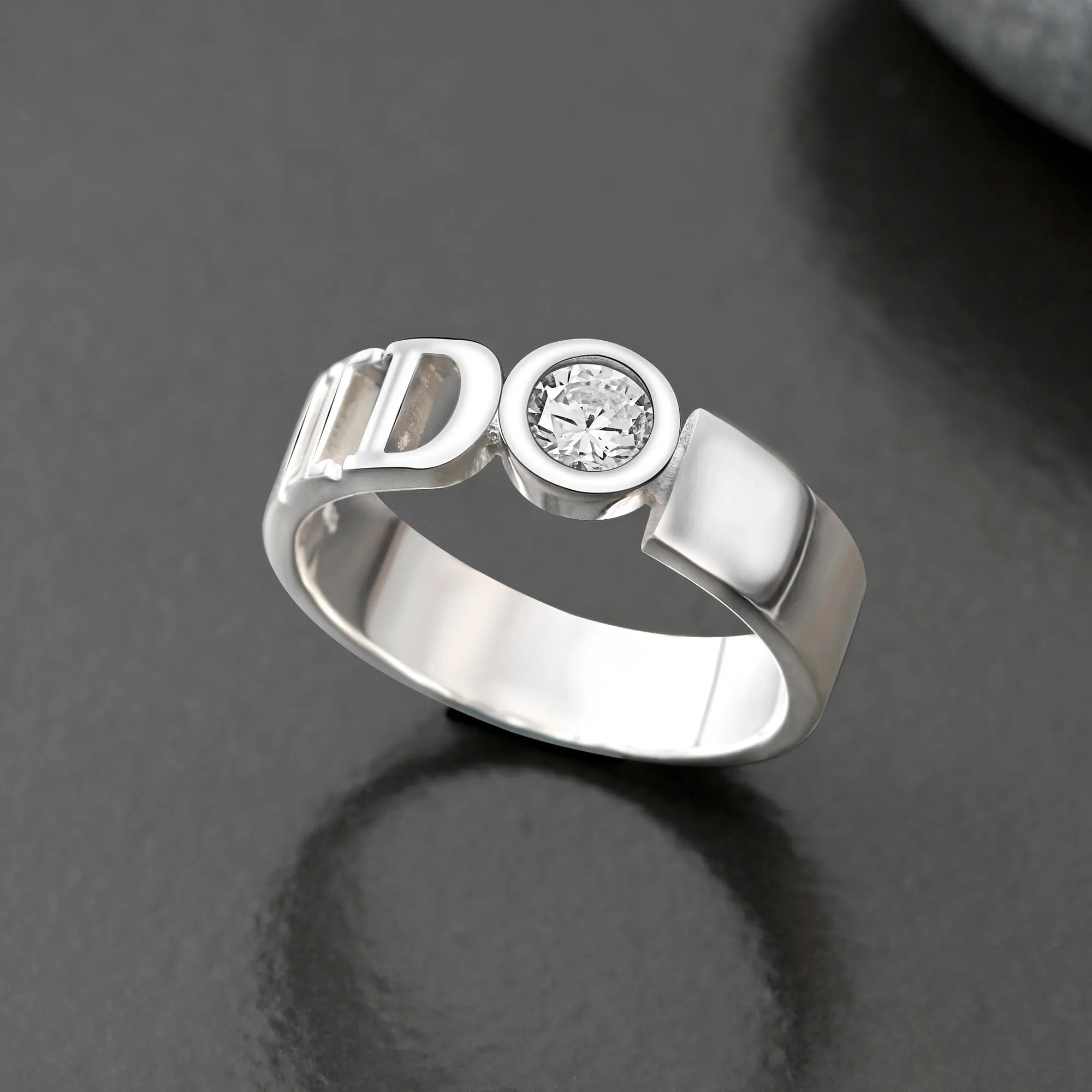 CZ I Do Silver Couple Commitment Rings for Him