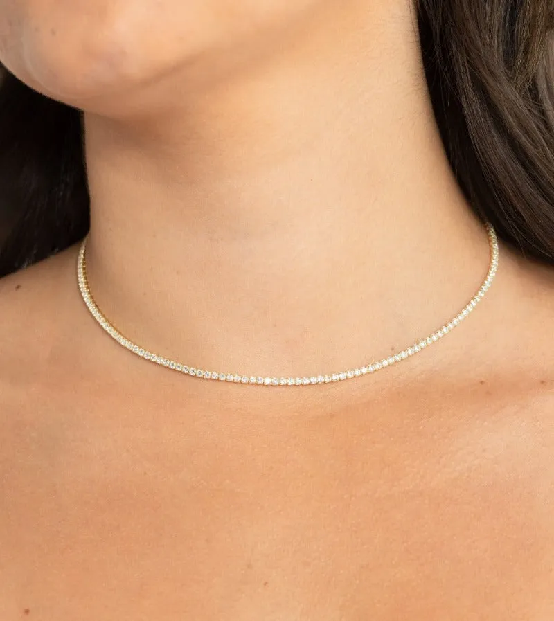 CZ Tennis Choker | 14k Yellow Gold