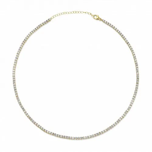 CZ Tennis Choker | 14k Yellow Gold