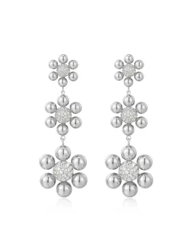 Daisy Statement Earrings- Silver