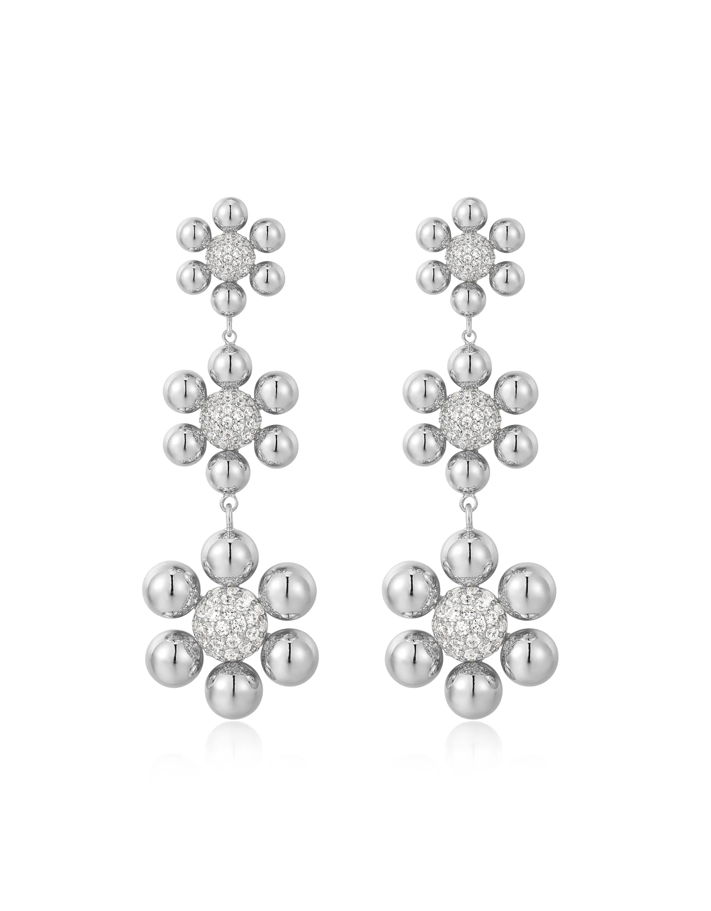 Daisy Statement Earrings- Silver