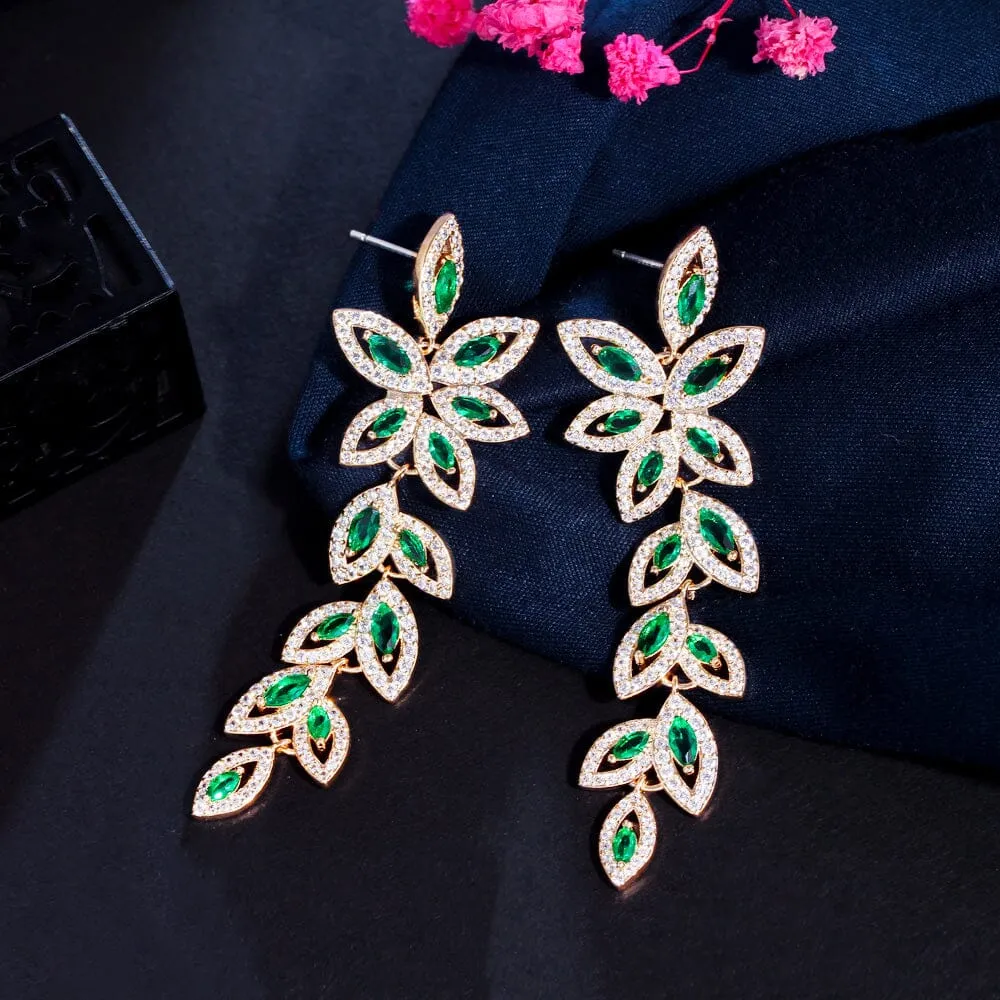 Dazzling Gold Leaf Shape Drop Earrings