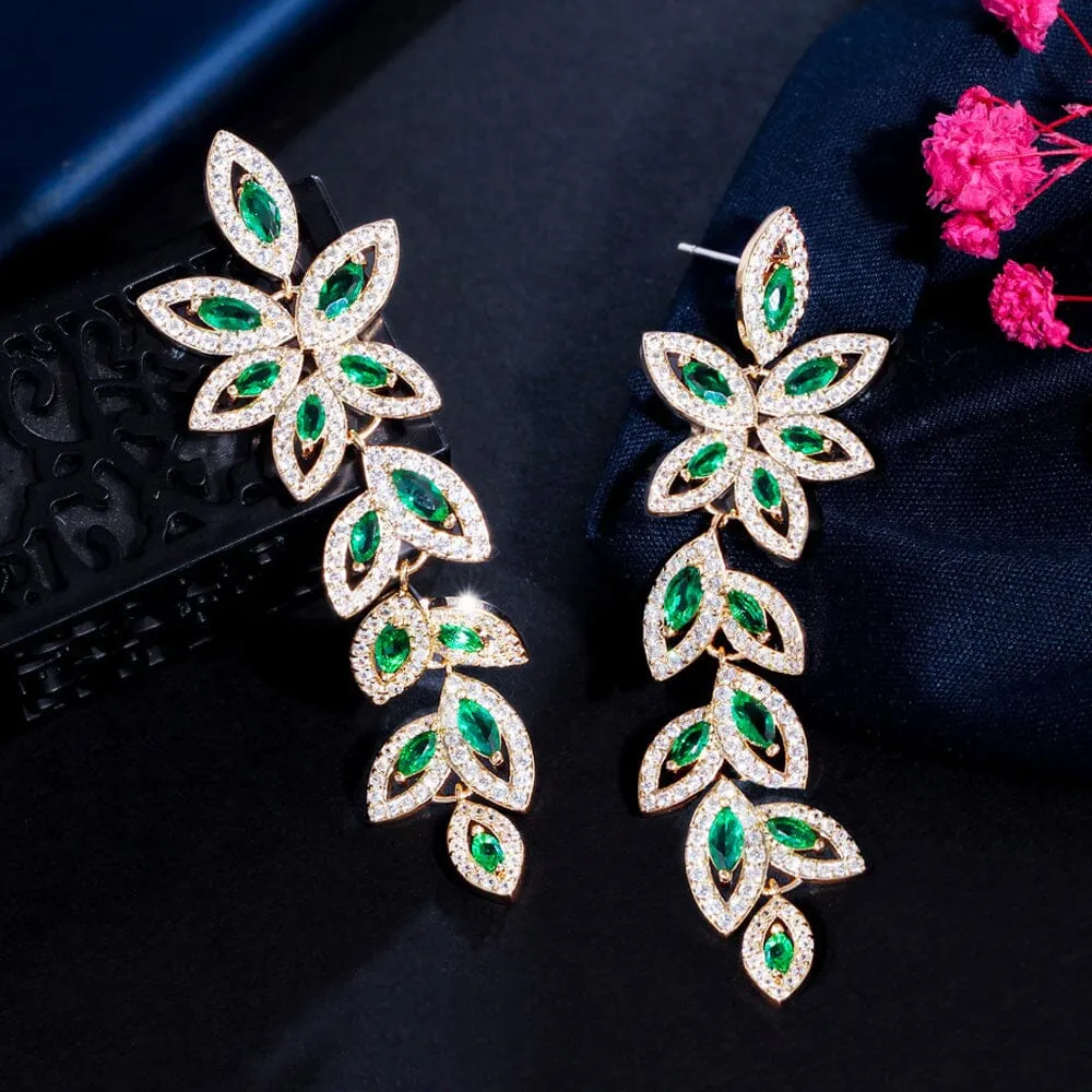 Dazzling Gold Leaf Shape Drop Earrings