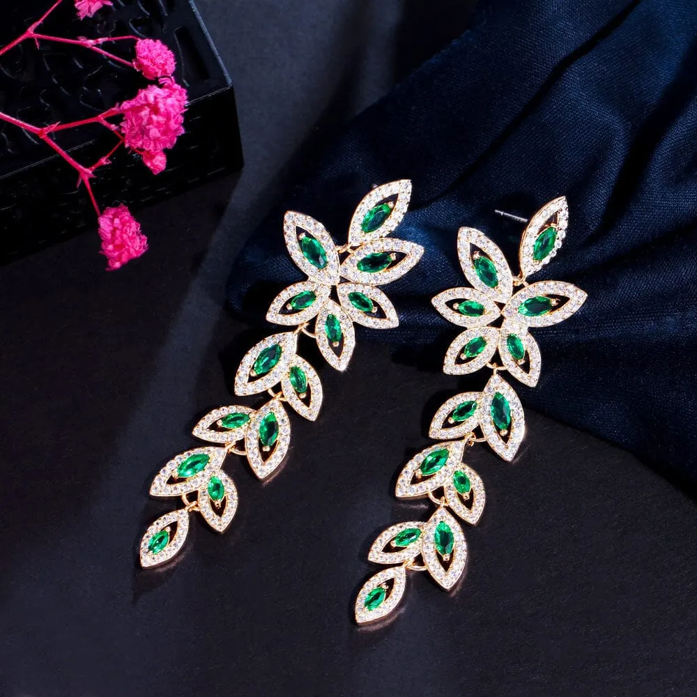 Dazzling Gold Leaf Shape Drop Earrings