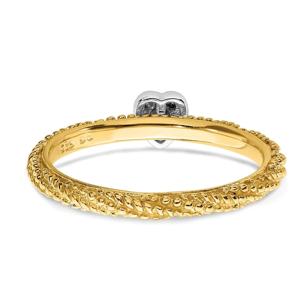 Diamond Stackable Expressions Yellow Gold Plated Heart Ring in Sterling Silver