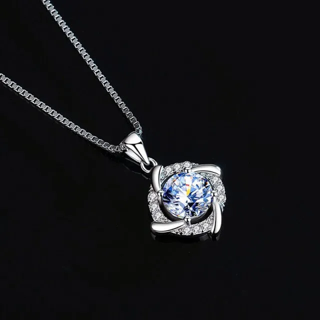 Diamond Windmill Pendant Necklace - 925 Sterling Silver