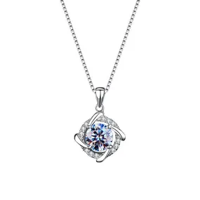 Diamond Windmill Pendant Necklace - 925 Sterling Silver