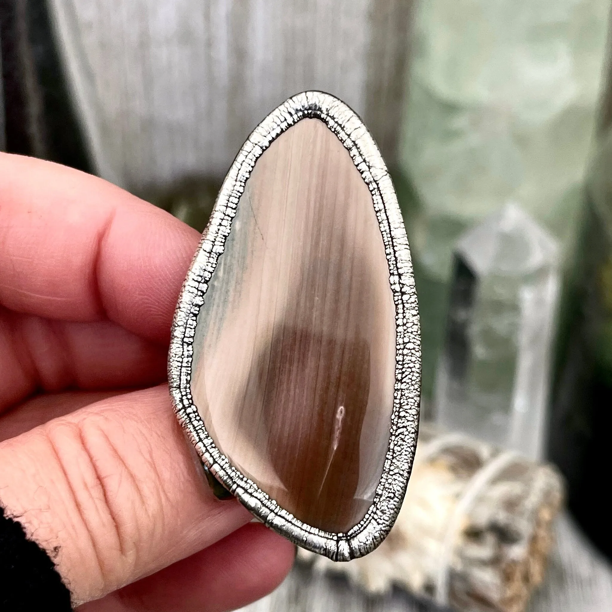 Discounted - Scratch on stone  Size  9.5 Large Imperial Jasper Statement Ring in Fine Silver / Foxlark Collection - One of a Kind