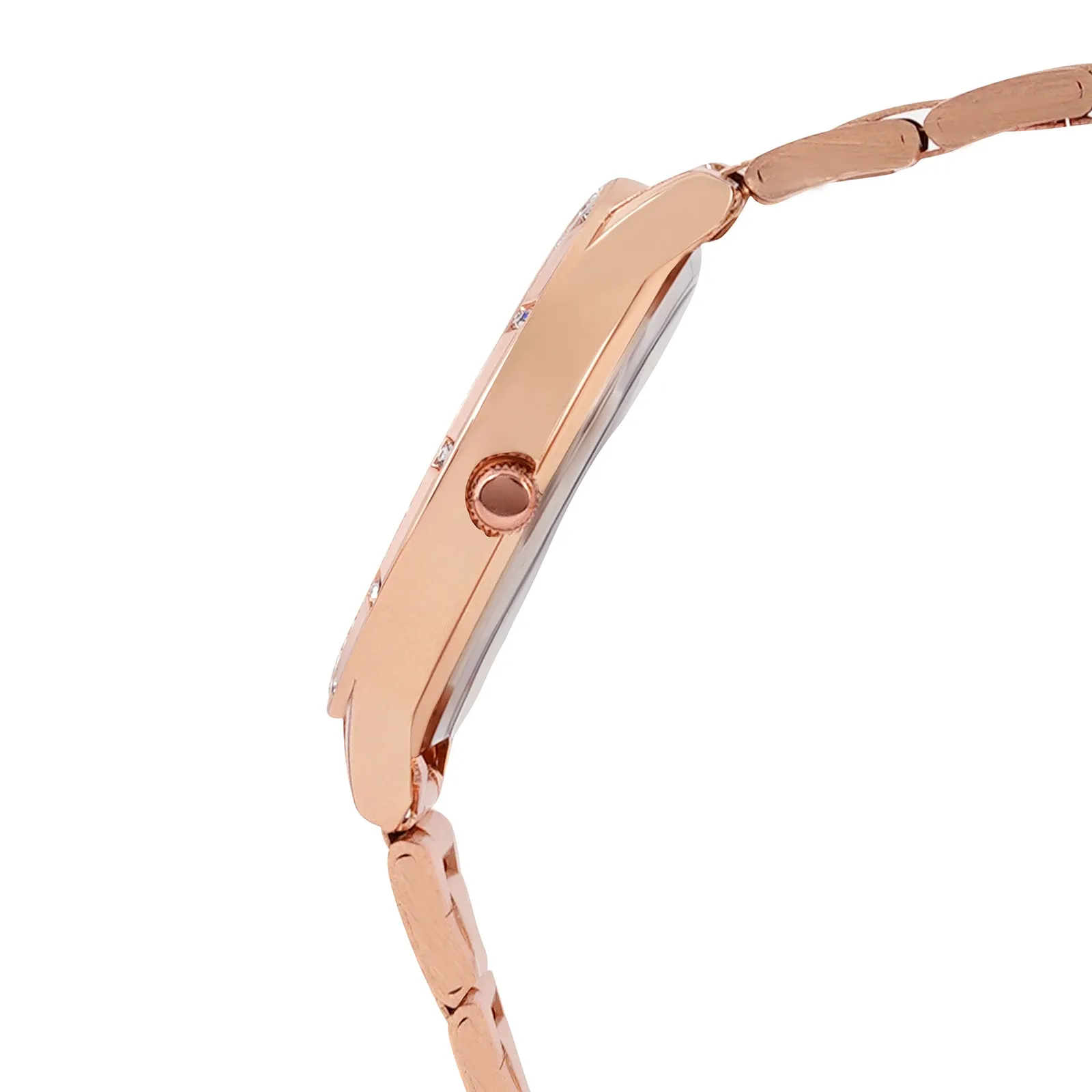 Black Dial Dusk  Rose Gold Metallic Strap Watch with a Sleek Design