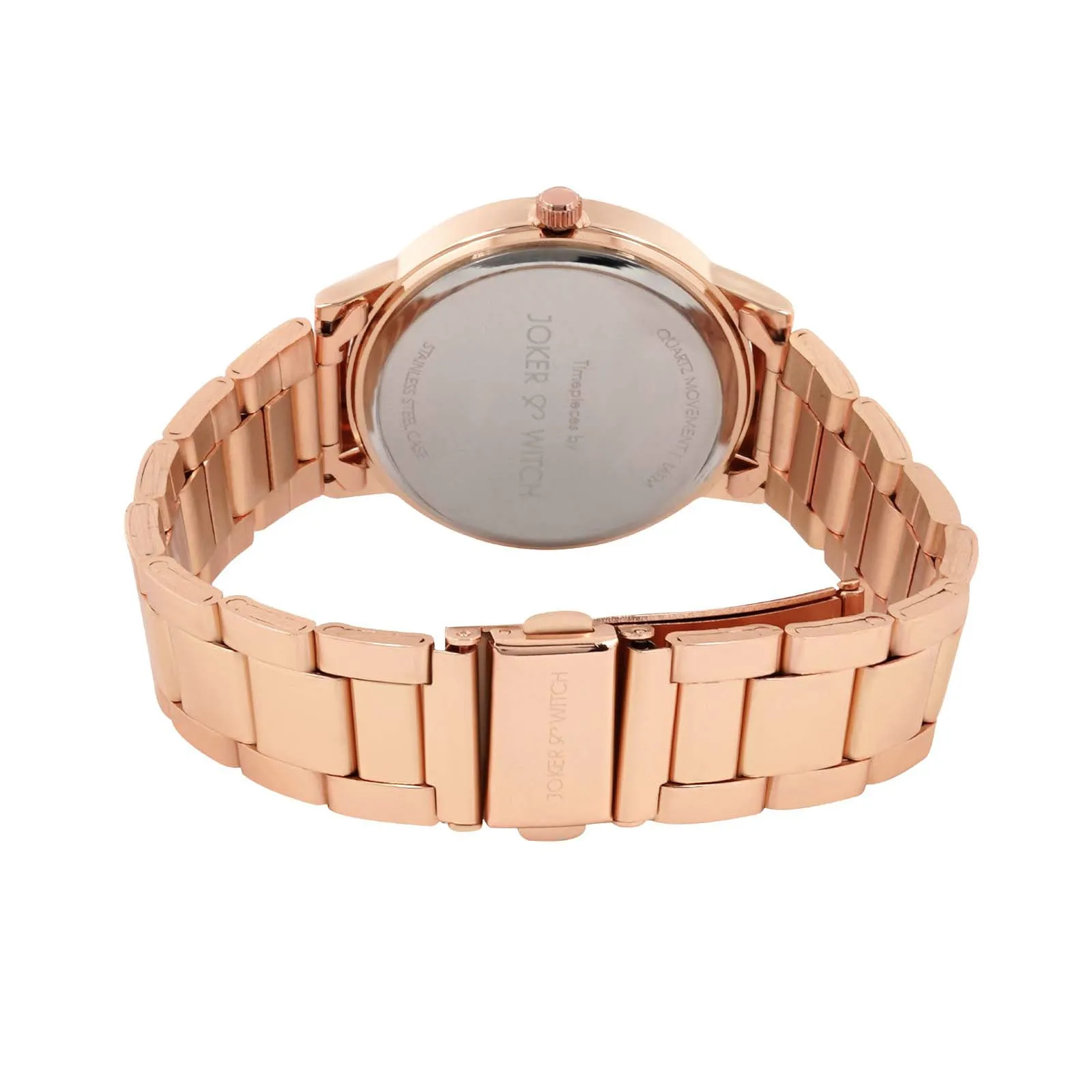 Black Dial Dusk  Rose Gold Metallic Strap Watch with a Sleek Design