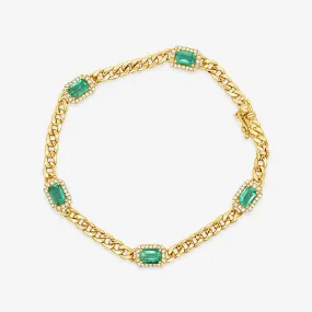 Emerald & Diamond Halo Havana Link Bracelet