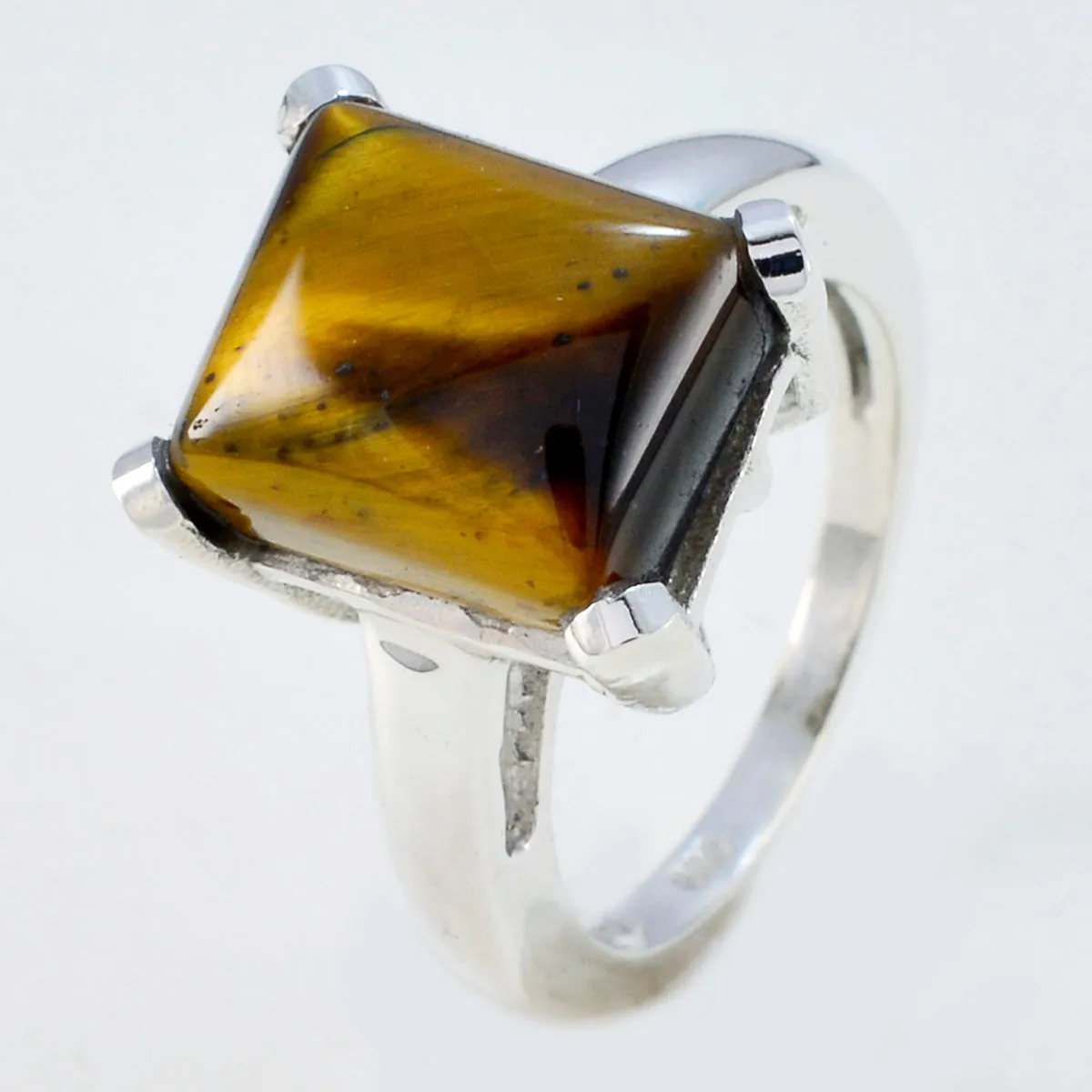 Excellent Stone Tiger Eye 925 Sterling Silver Rings Monogram Stack