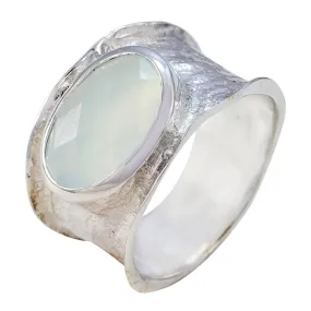 Fine Gemstone Aqua Chalcedony 925 Sterling Silver Rings Gold Jewelry