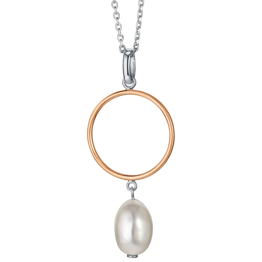 Freshwater Cultured Pearl Ring Drop Pendant in Sterling Silver