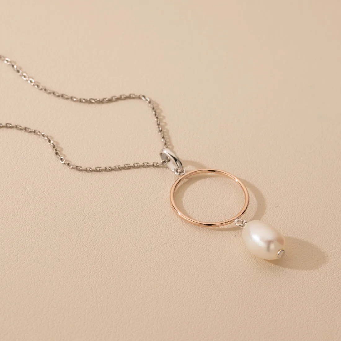 Freshwater Cultured Pearl Ring Drop Pendant in Sterling Silver