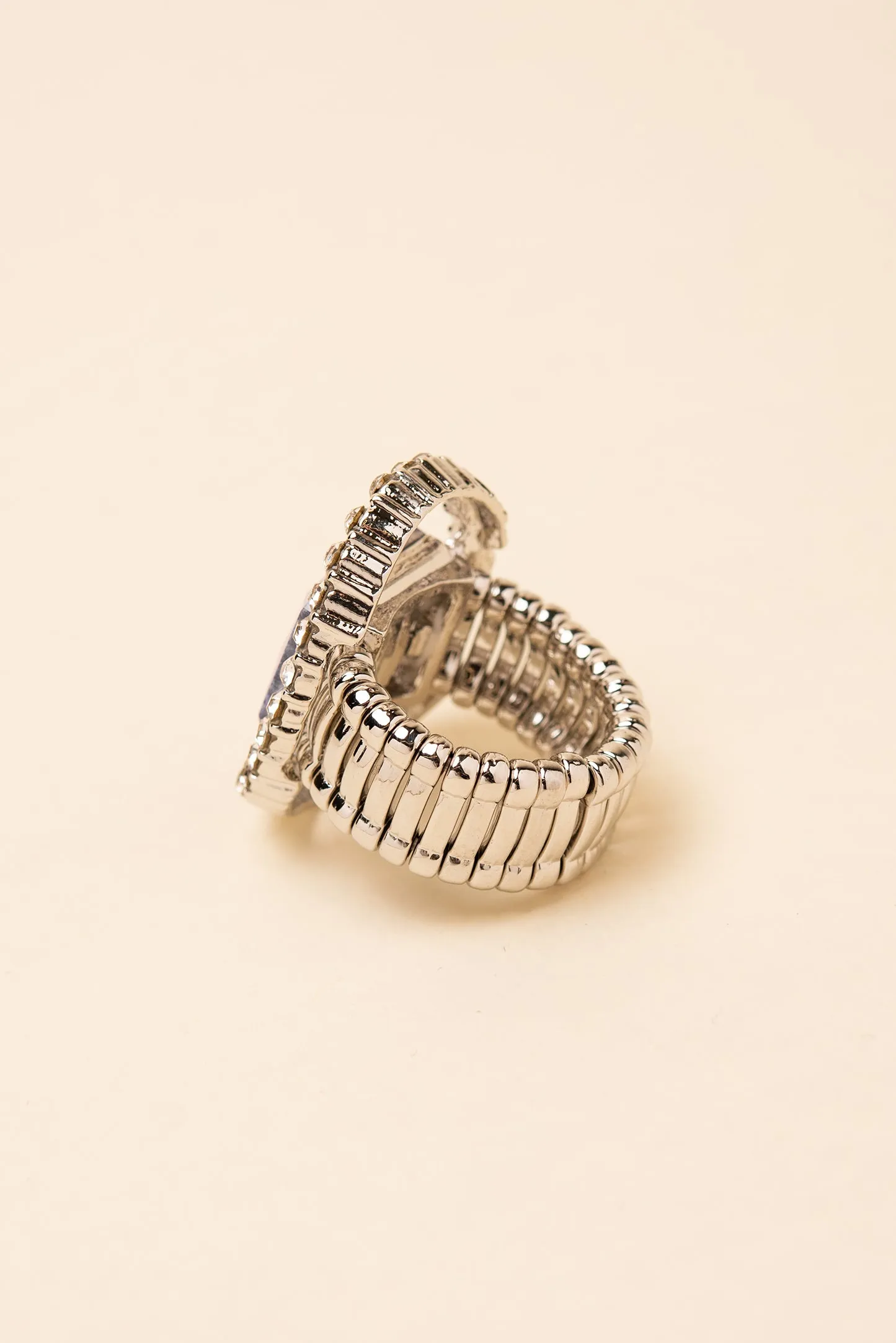 Gianna Square Crystal & Halo Stretch Ring