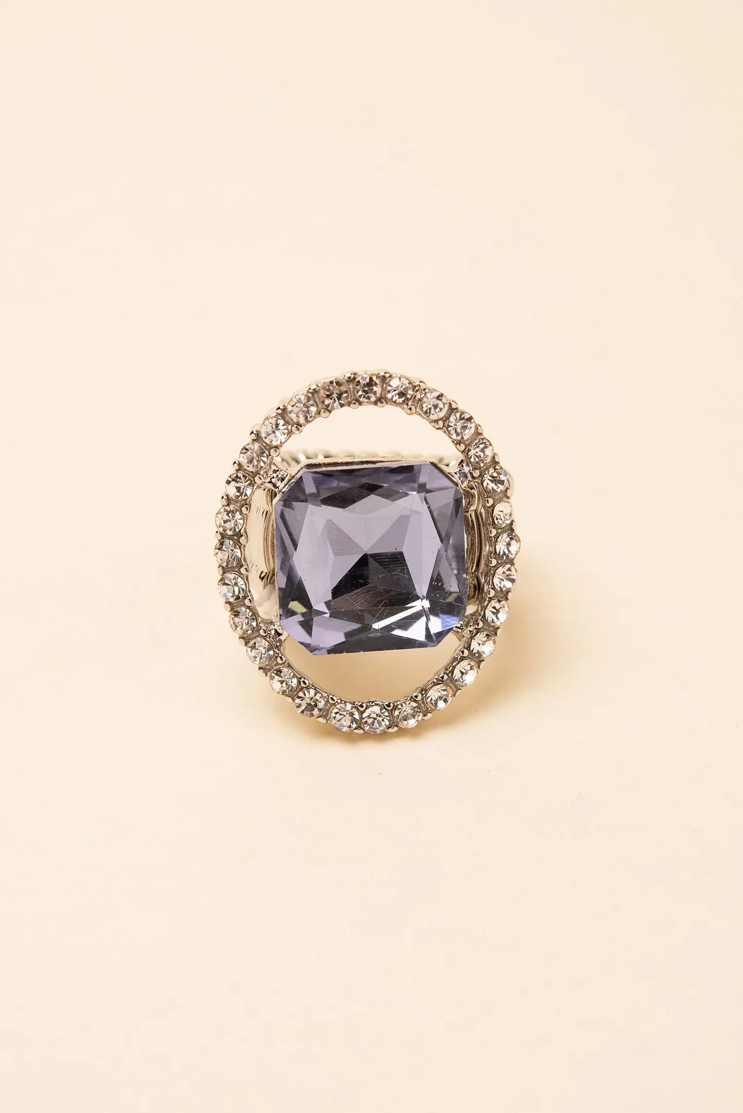 Gianna Square Crystal & Halo Stretch Ring