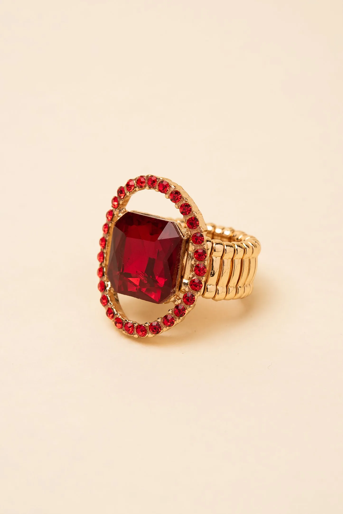 Gianna Square Crystal & Halo Stretch Ring