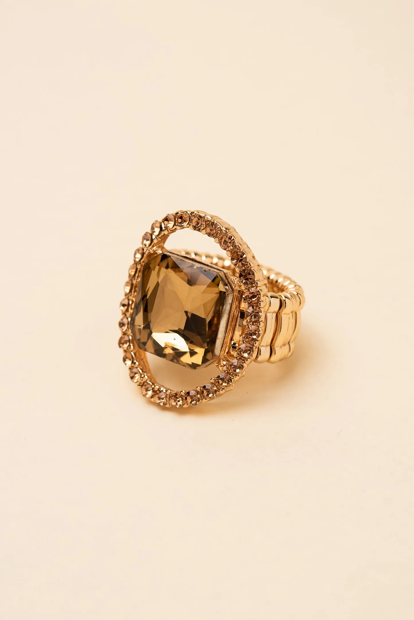 Gianna Square Crystal & Halo Stretch Ring