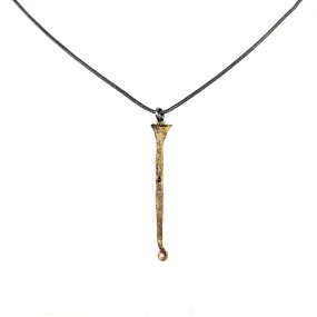 Gilded Italian Nail Necklace with Black Diamond and Scrolled Tip