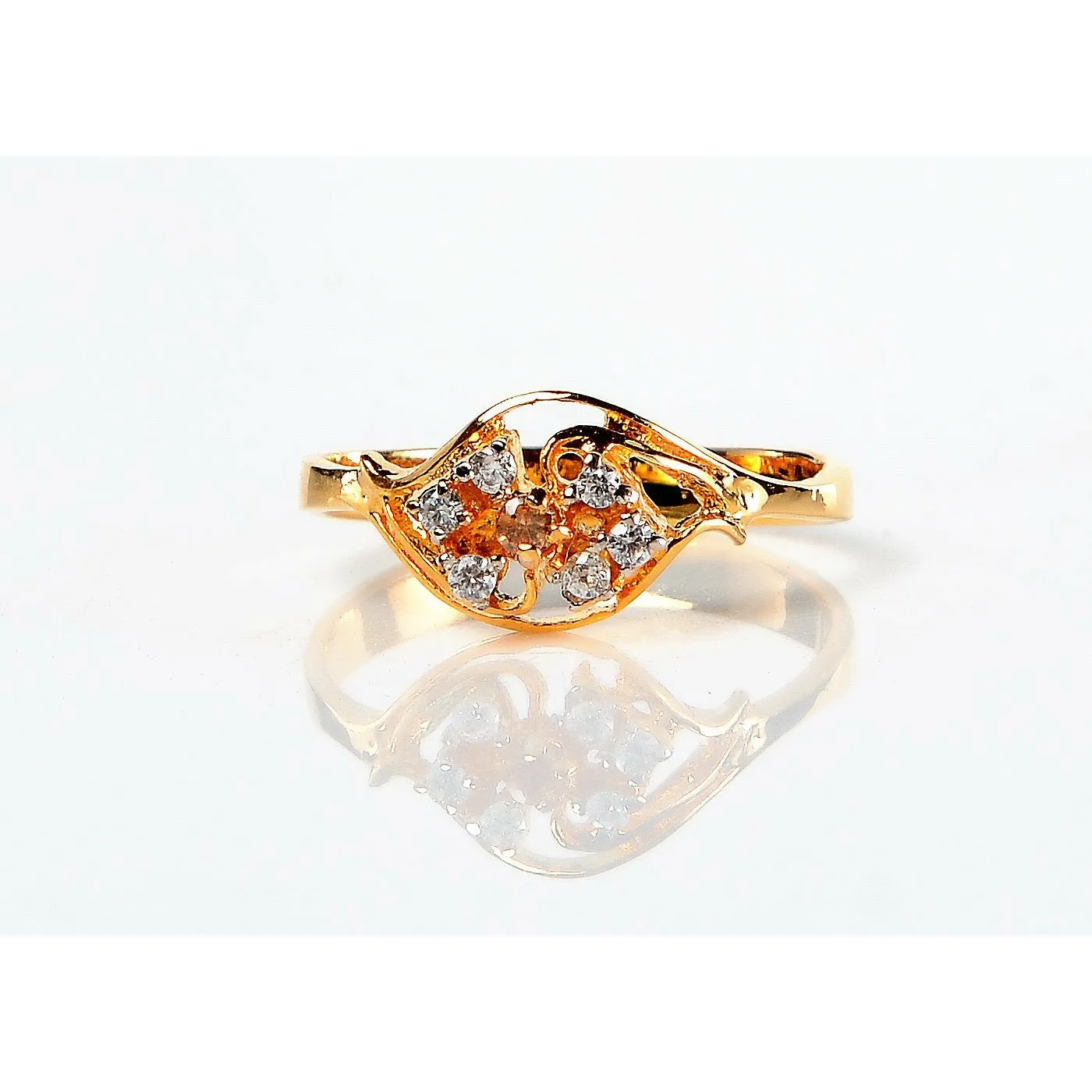 Gold Plated Elegant Pattern Zircon Ring (Gold Plated 925 Sterling Silver)