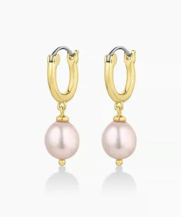 Gorjana Pink Pearl Huggies - Gold/Pink Freshwater Pearl