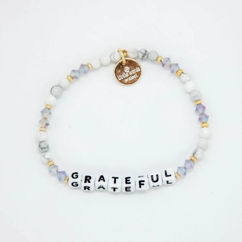 Grateful in White Bead (Other color variations) by Little Words Project Bracelet