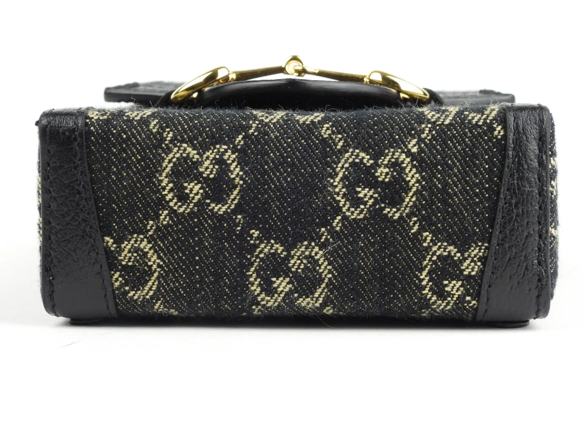 Gucci Black GG Monogram Canvas Mini Horsebit 1955 Shoulder Bag