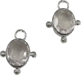 Heavenly London Silver /rose Quartz Oval Detachable Drops For Huggies/hoop Earrings