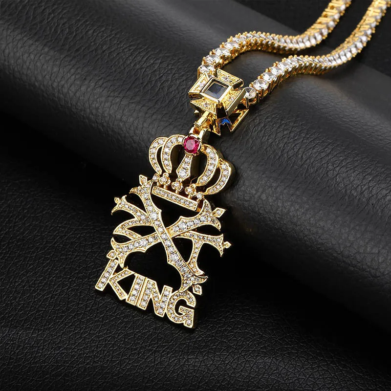 Hip Hop Crown KING Fully Iced Pendant