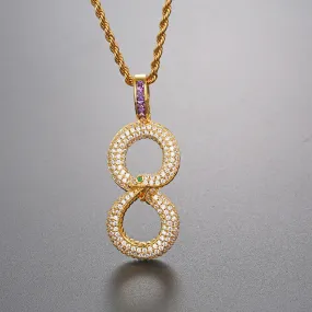 Hip Hop Micro-set Zircon Simple Figure 8 Snake Pendant