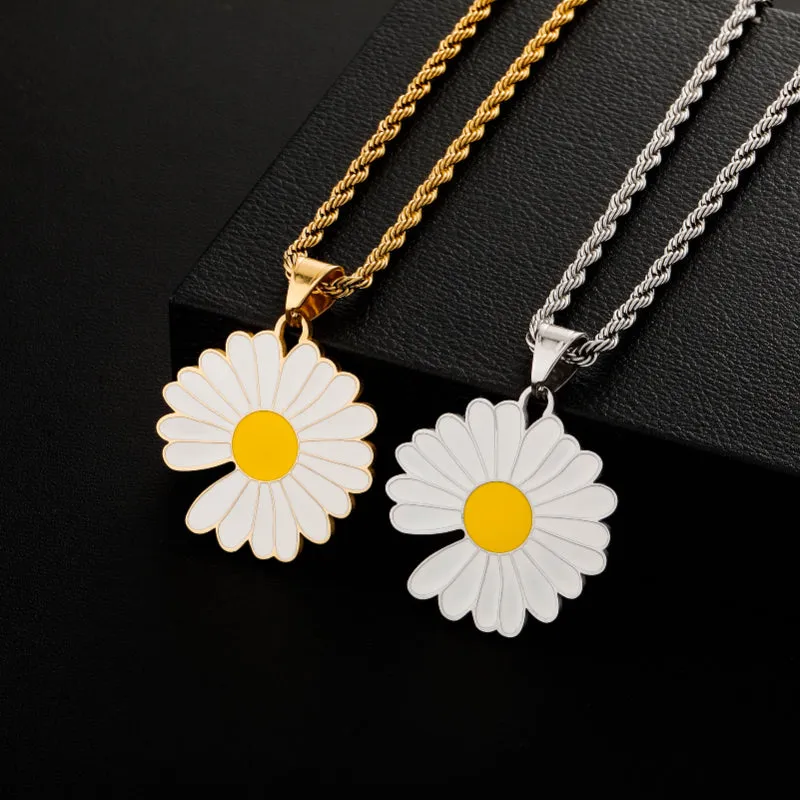 Hip Hop Stainless Steel Daisy Pendant