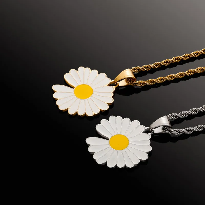 Hip Hop Stainless Steel Daisy Pendant