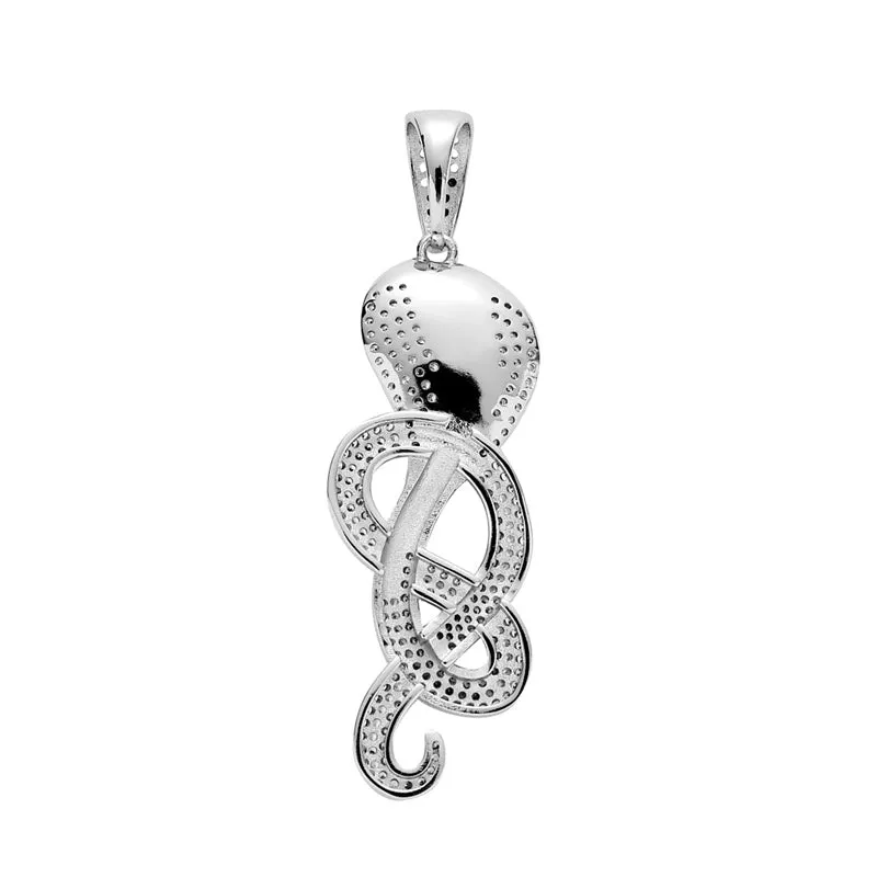 Iced Out Cobra Pendant - Silver