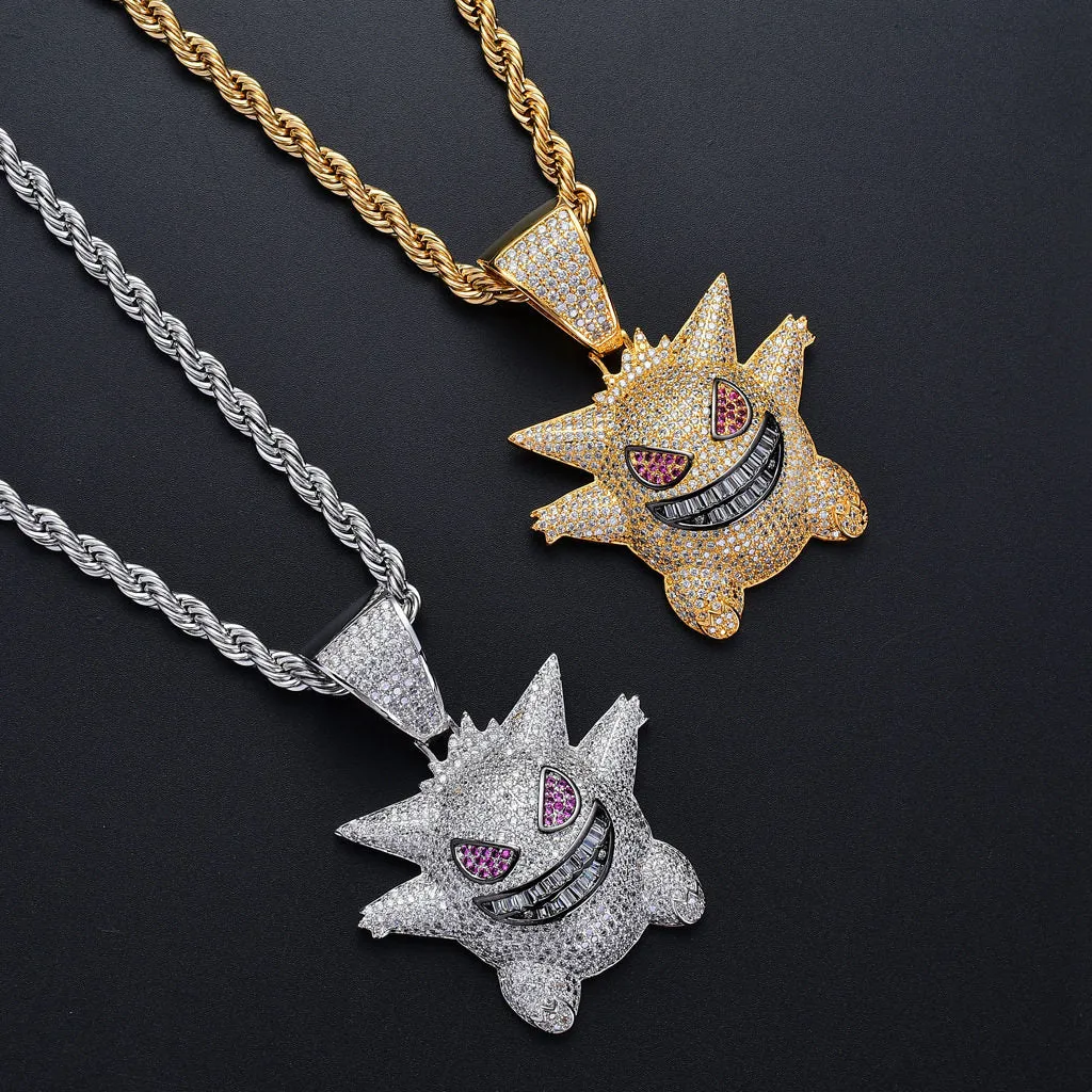 Iced Out Gengar Pendant - Silver