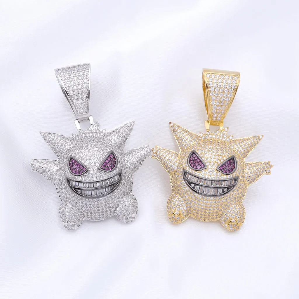 Iced Out Gengar Pendant - Silver