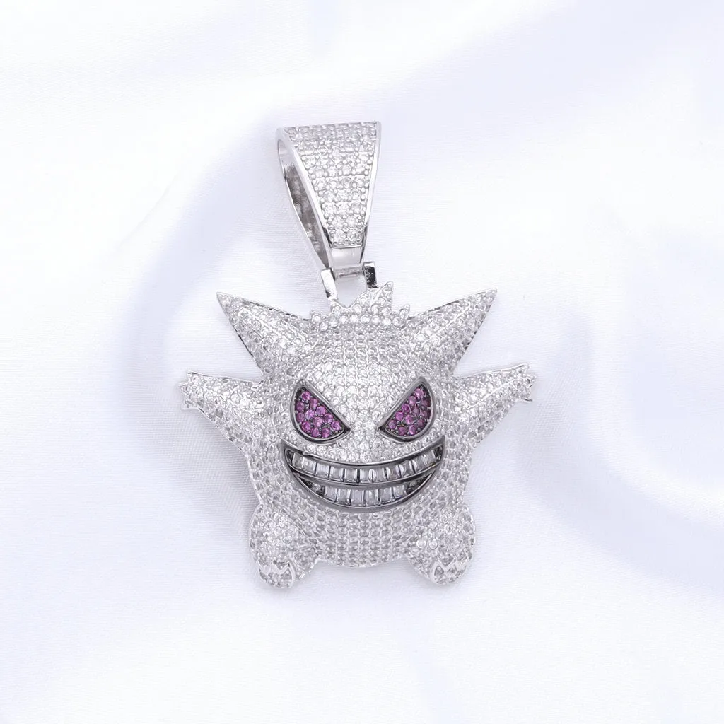 Iced Out Gengar Pendant - Silver