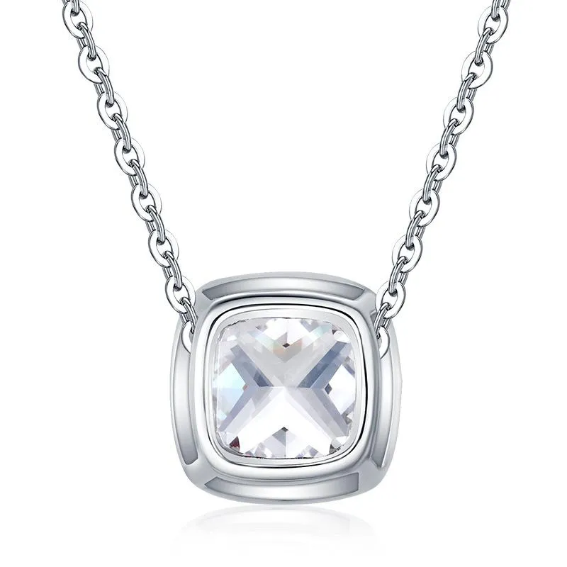 Jolics 2.0ct Cushion Cut Halo Pendant Necklace