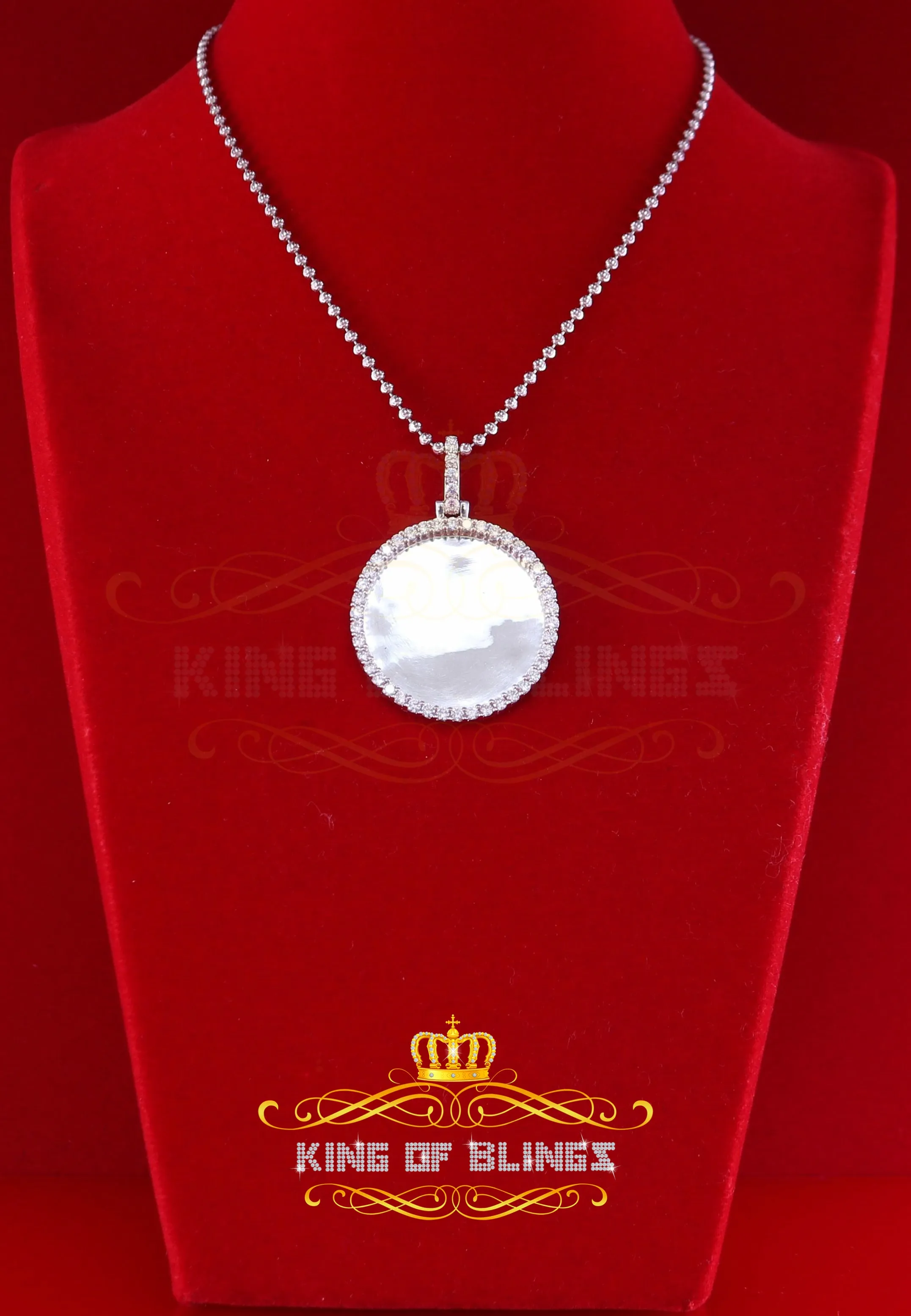 King Of Bling's Attractive 925 Sterling White Silver Pendant Round with 2.82ct Cubic Zirconia