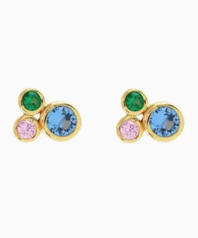 Kris Nations Modernist Bezel Crystal Stud Earrings - Gold - FINAL SALE