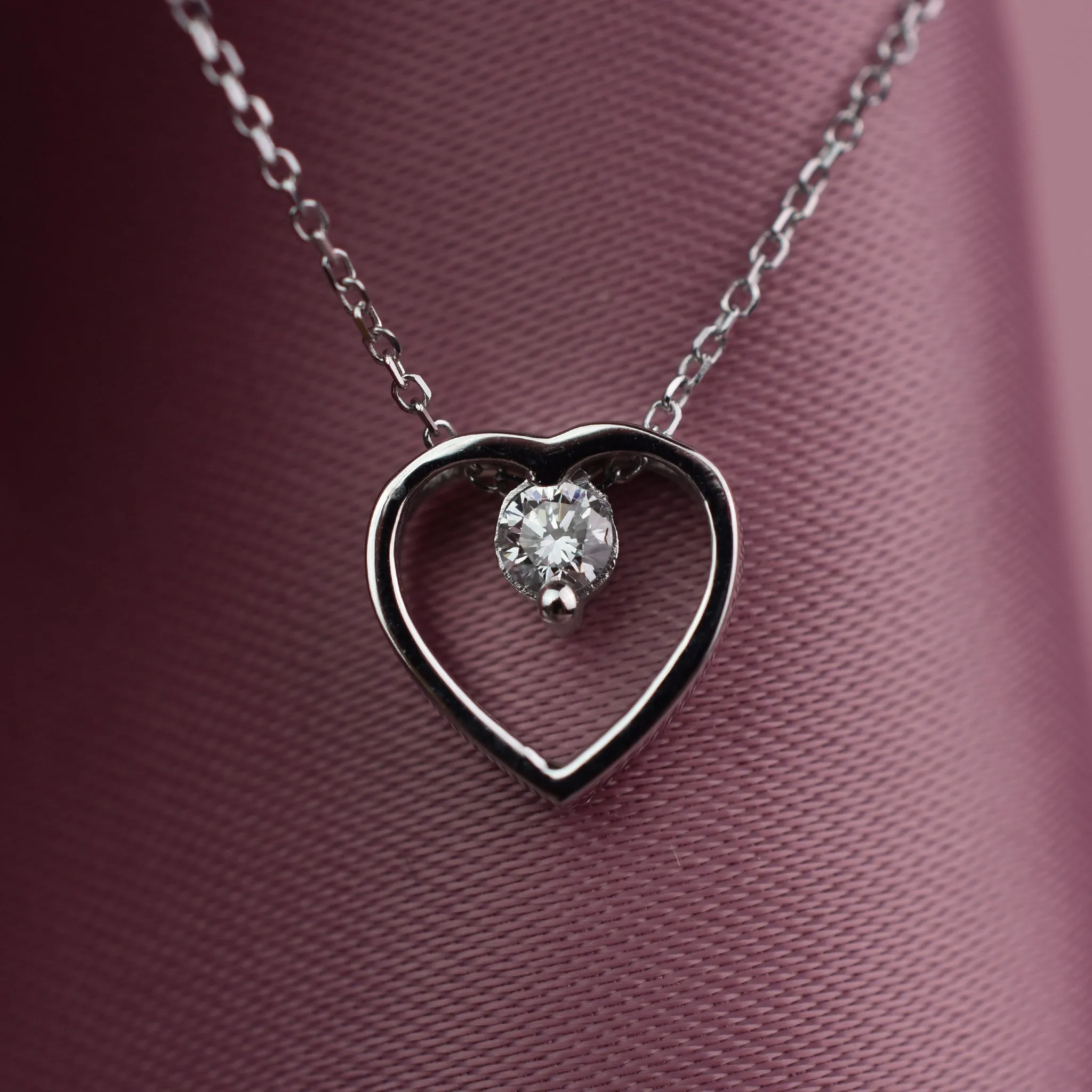 Lab Created Diamond Heart Necklace