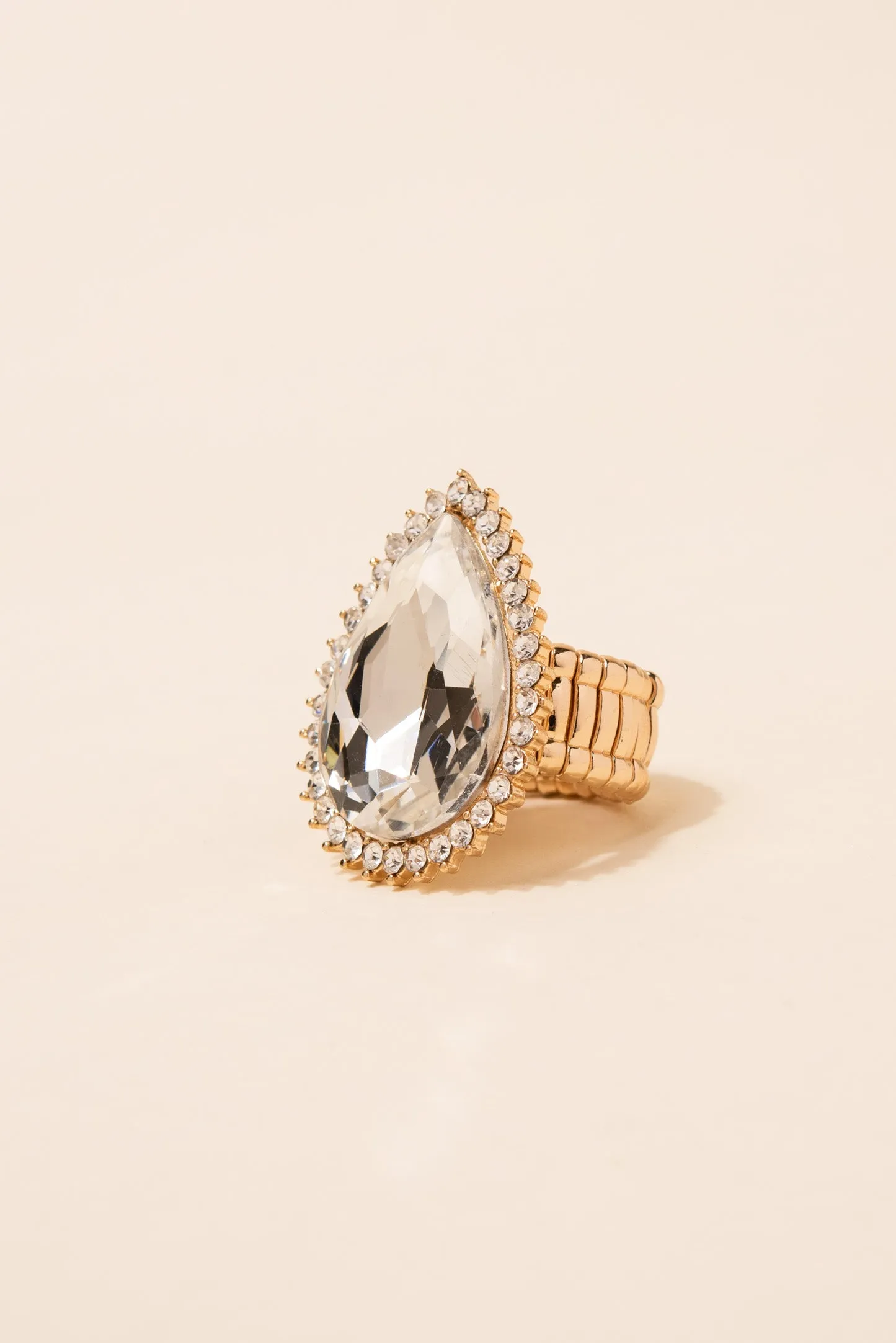 Lila Teardrop Gem with Halo Stretch Ring