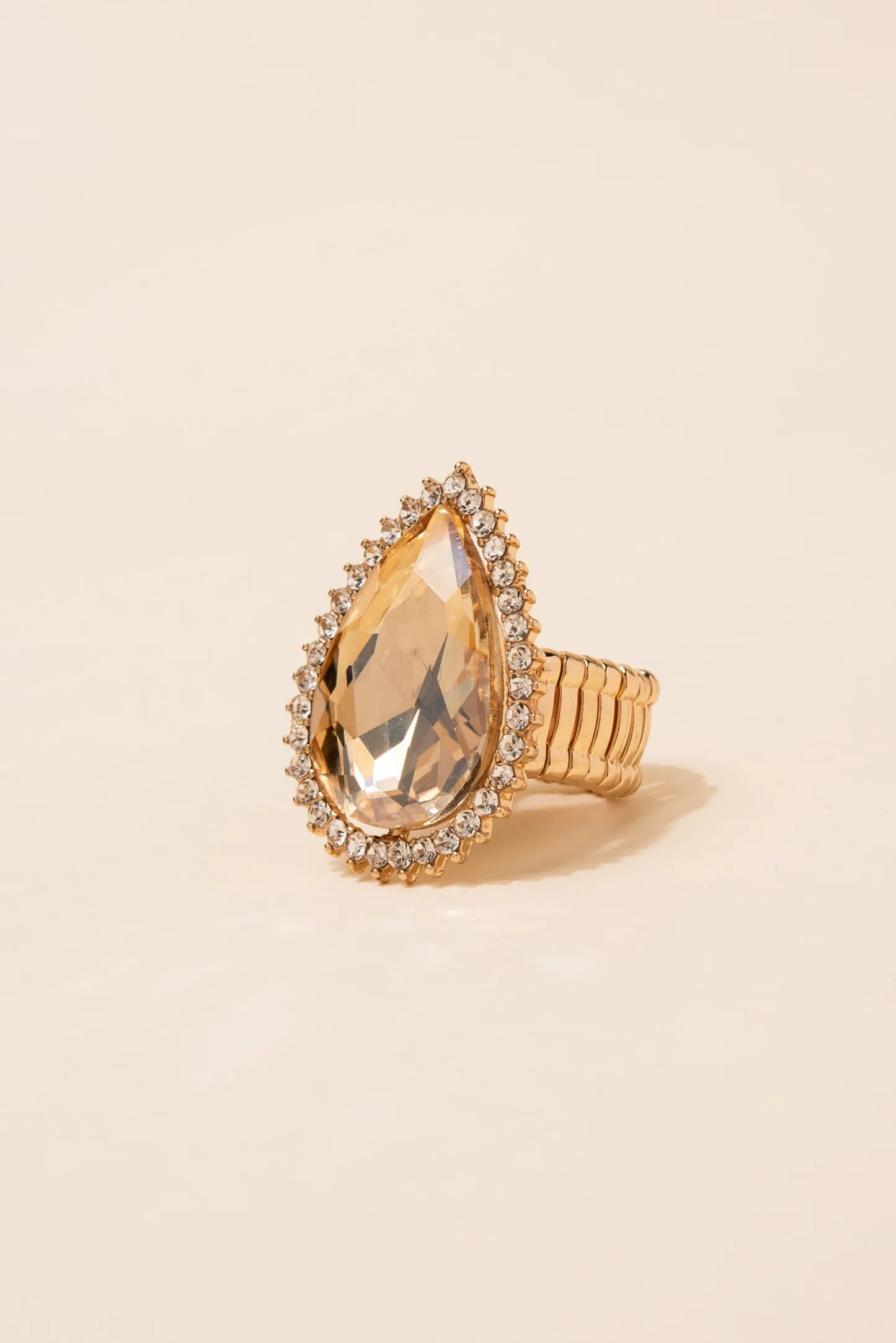 Lila Teardrop Gem with Halo Stretch Ring