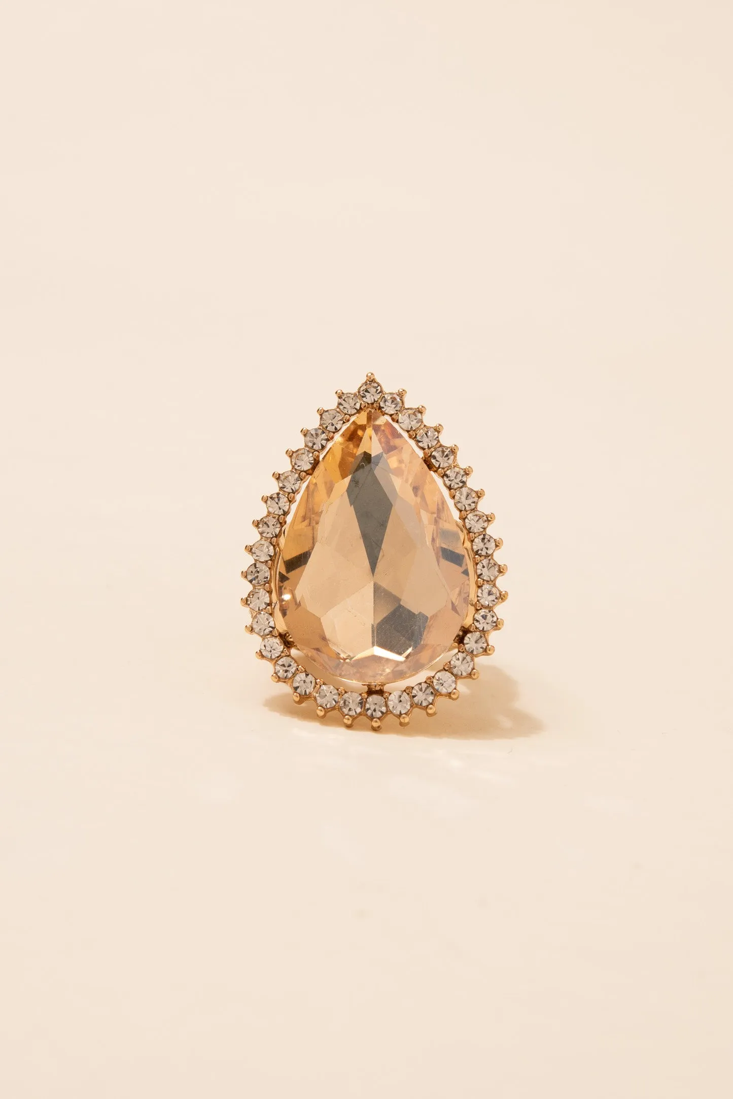 Lila Teardrop Gem with Halo Stretch Ring