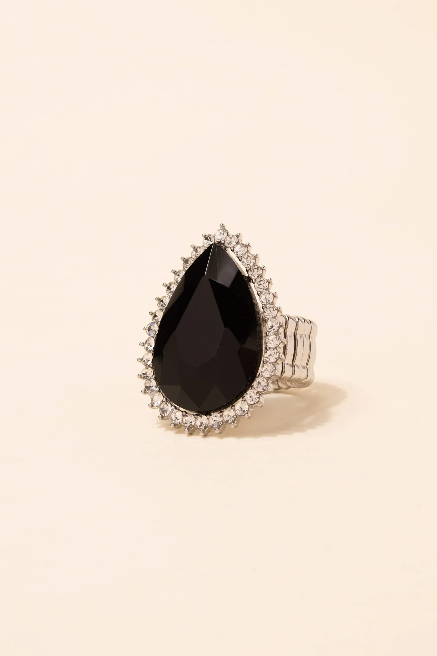 Lila Teardrop Gem with Halo Stretch Ring