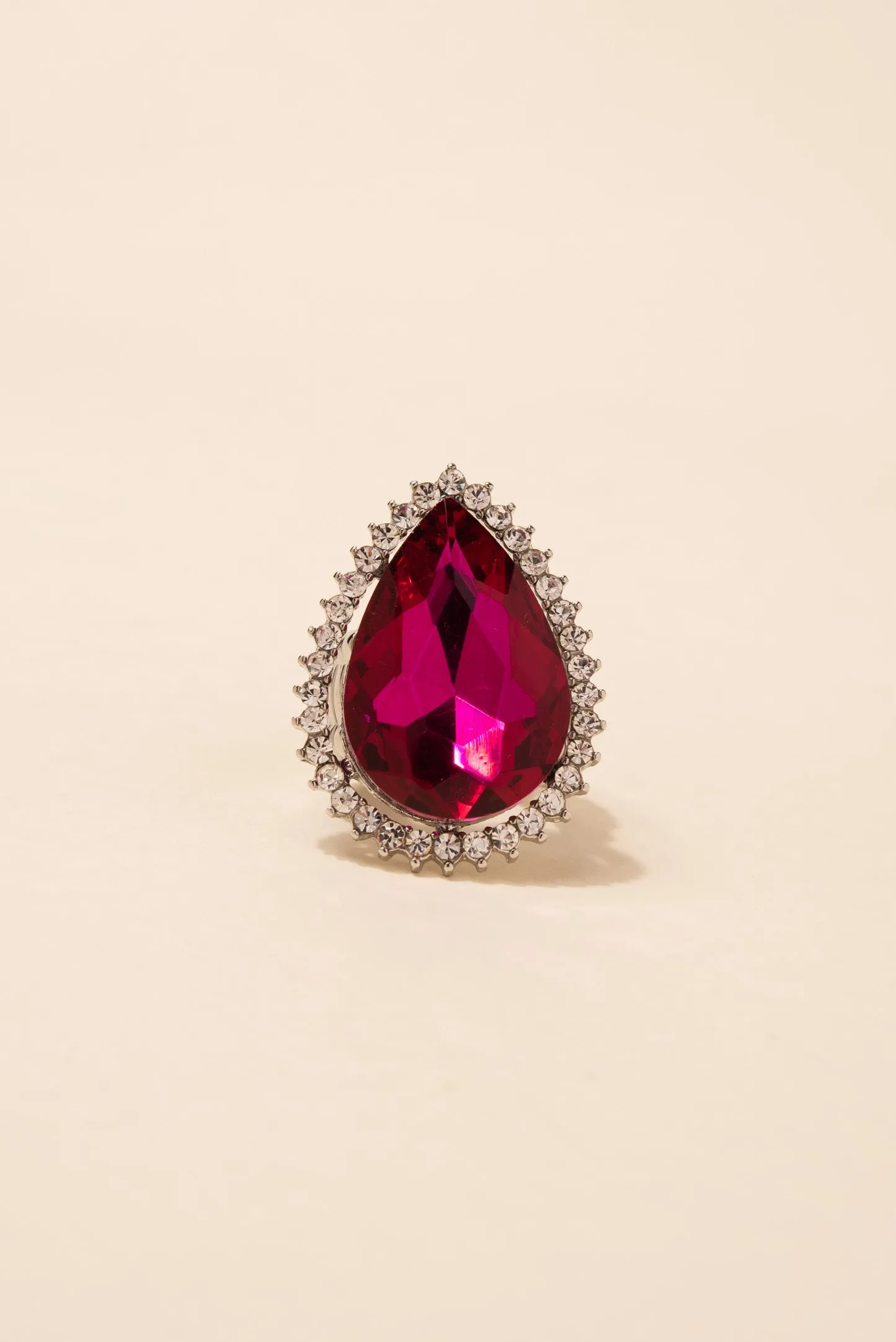 Lila Teardrop Gem with Halo Stretch Ring