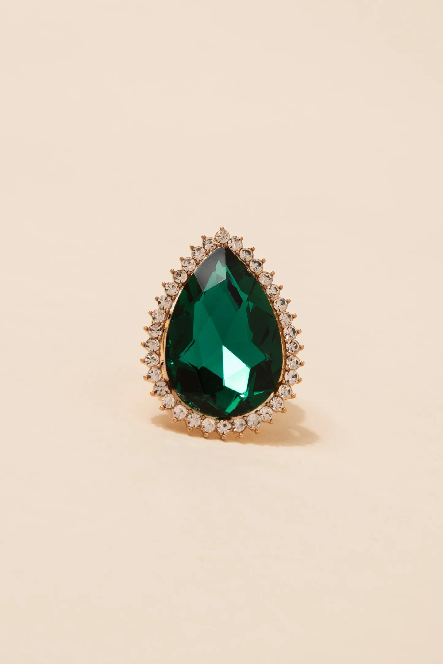 Lila Teardrop Gem with Halo Stretch Ring