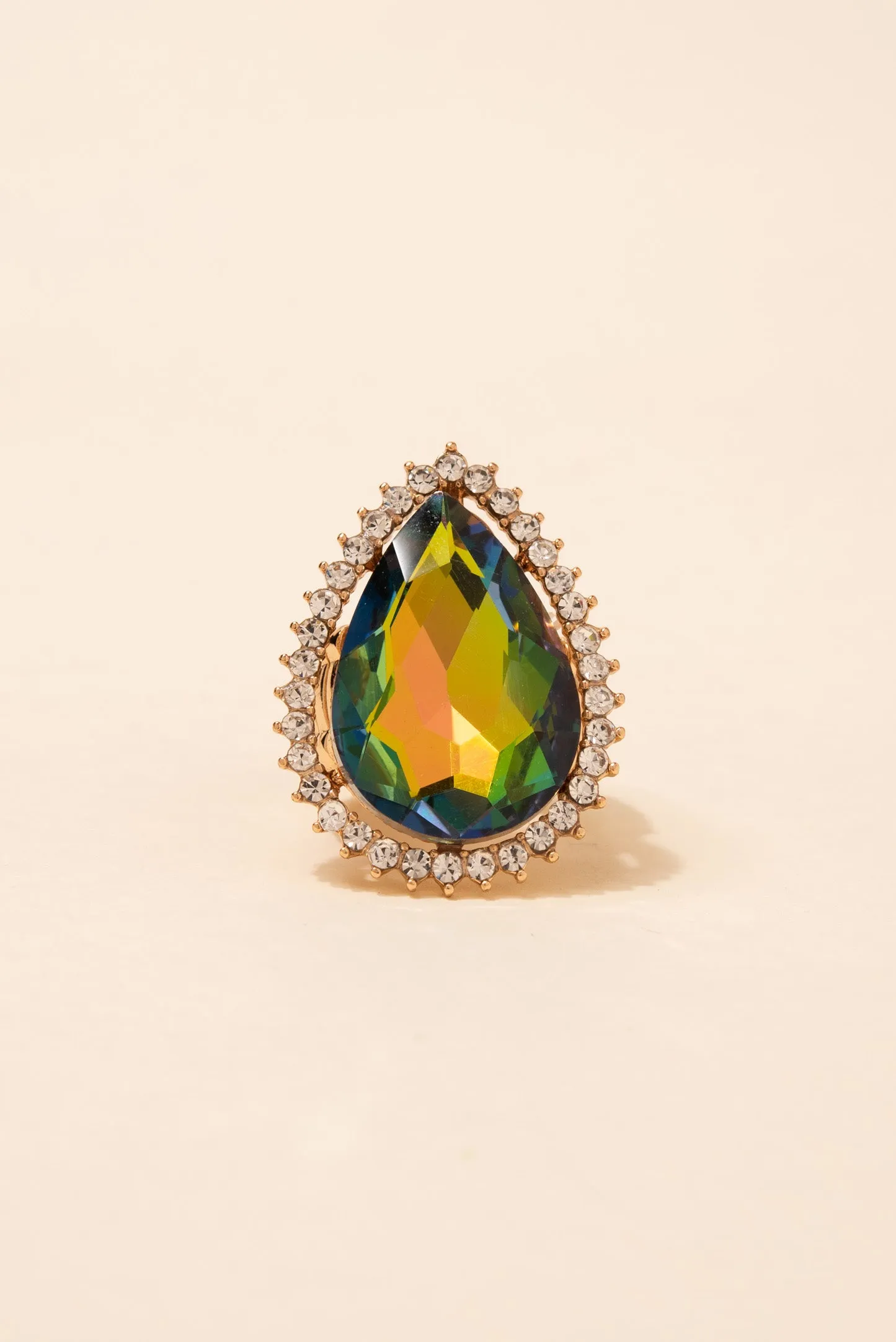 Lila Teardrop Gem with Halo Stretch Ring