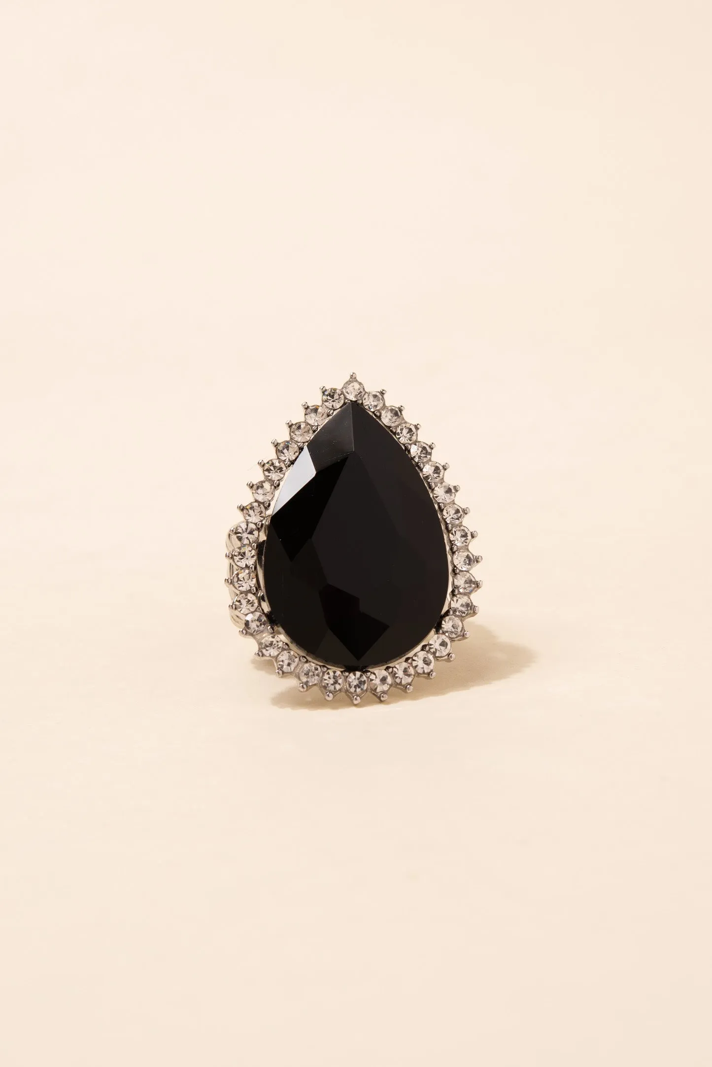 Lila Teardrop Gem with Halo Stretch Ring