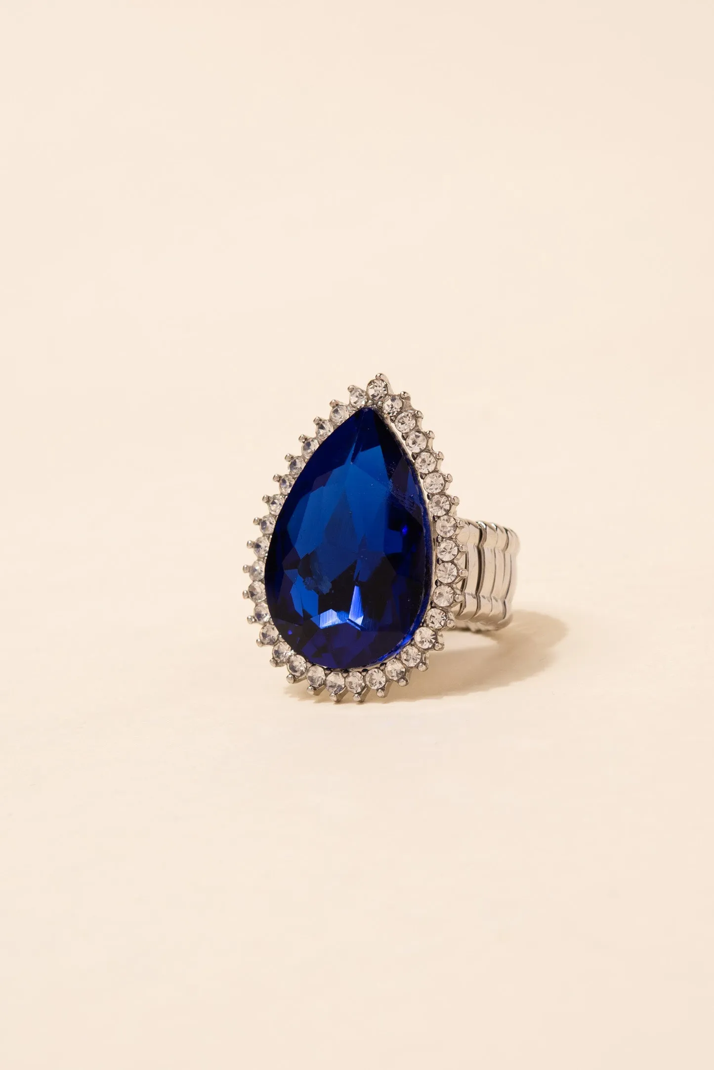 Lila Teardrop Gem with Halo Stretch Ring